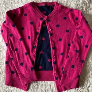 🩷Girls Primary Polka Dot Cardigan Sweater 100% cotton size Medium 8/9